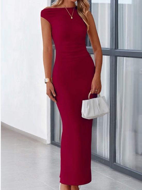 PrettyGarden Dresses & Skirts - NWT One-Shoulder Bodycon Maxi Dress in Burgundy